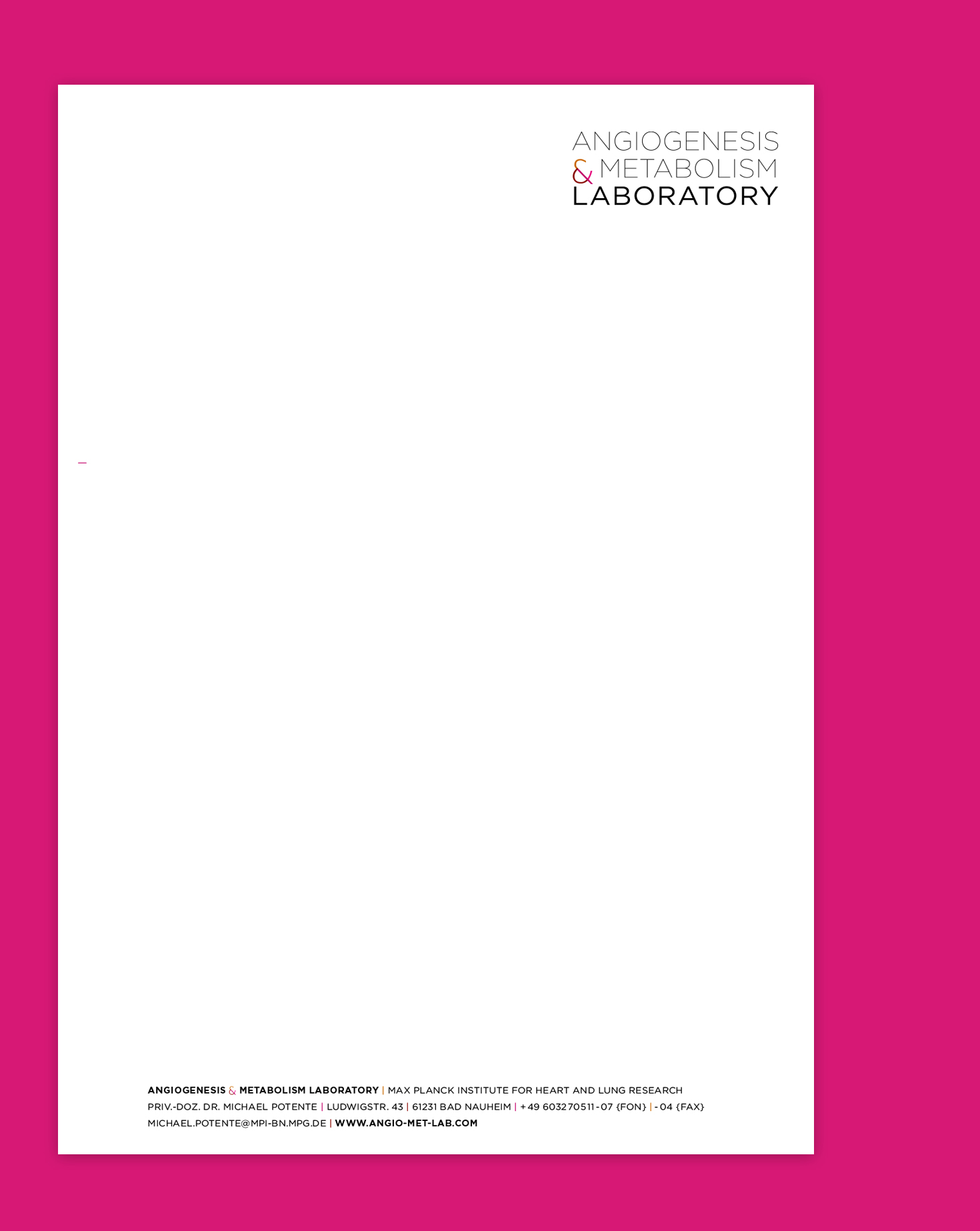 Angiogenesis & Metabolism Laboratory, Corporate Design