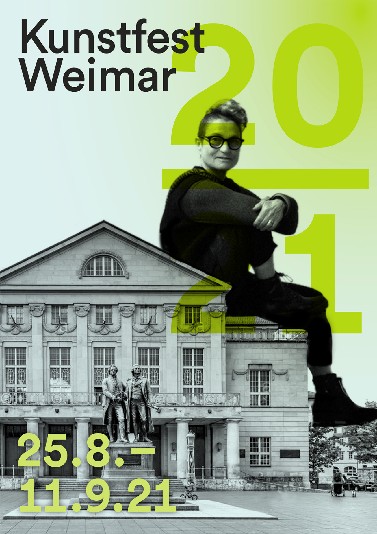 Das Kunstfest Weimar ist ein führendes Kunstfestival. Die Stadt wird zur Bühne für internationale Theateraufführungen, Konzerte, Literatur, Film und bildende Kunst. Unser grafisches Konzept spielt mit Irritation, schafft neue Perspektiven durch kreative Collagen mit surrealen Größenverhältnissen.